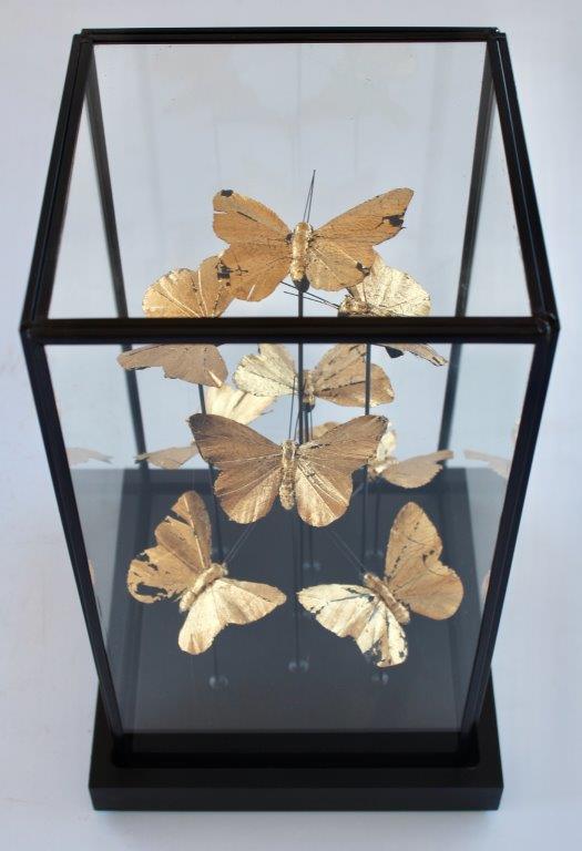 Square Glass Box Gold Butterflies